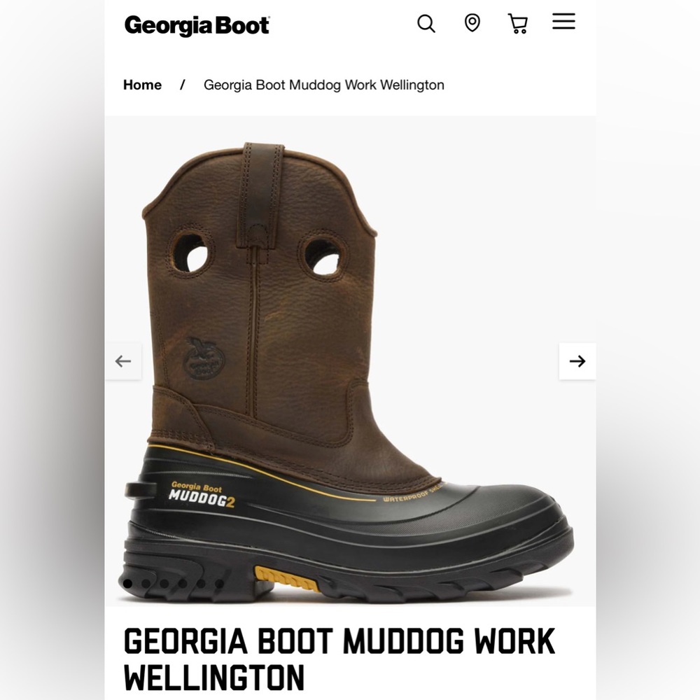 GEORGIA BOOT Sz 10 Wide Muddog Work Wellington Waterproof Tan Leather Boots